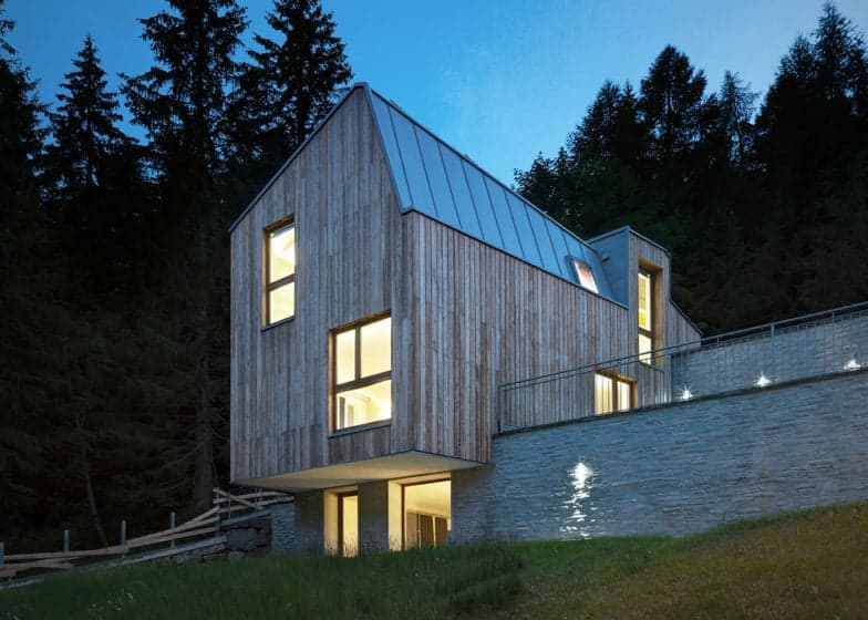 Modern building with zinc and titanium roof—sleek, self-healing metal surface with contemporary architectural lines