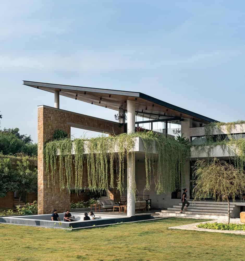 Antriya House Poolside Green Terrace by 23 Degrees Design Shift Antriya House by 23 Degrees Design Shift — poolside terrace wrapped in greenery, Hyderabad, India
