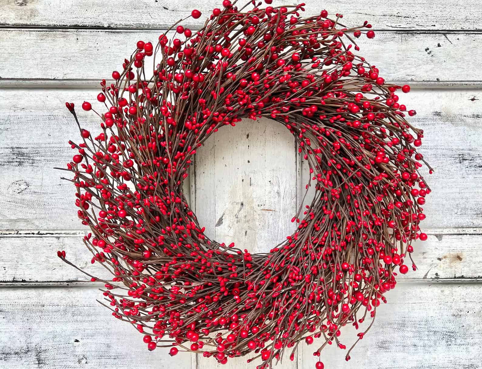 Wild Twig and Red Berry Farmhouse Wreath — classic berry Christmas wreath