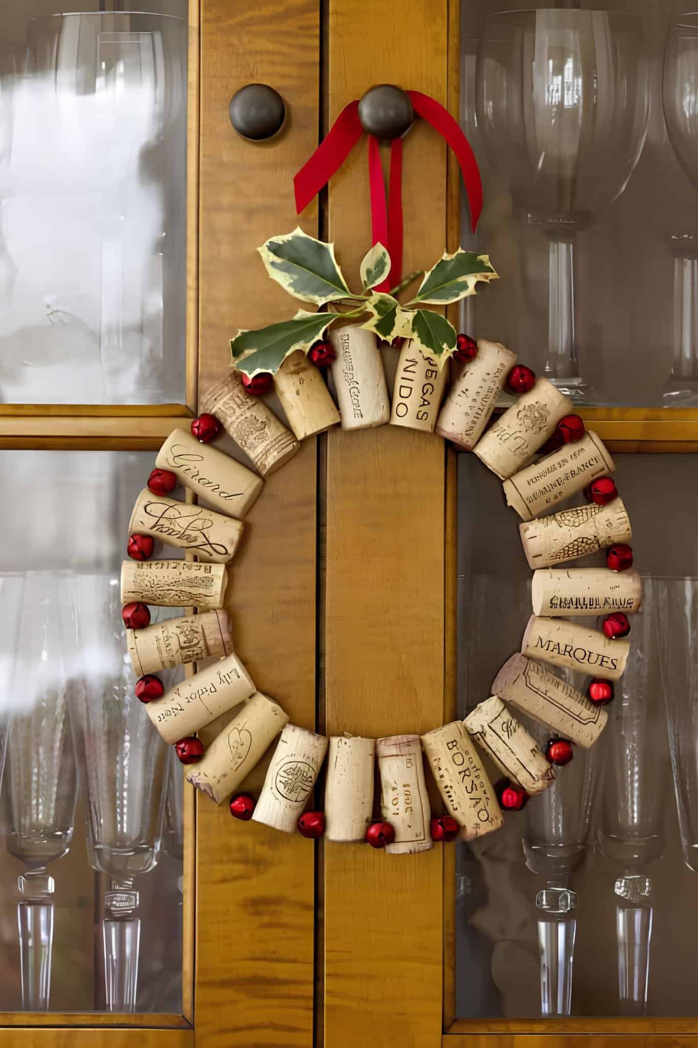 Elegant frosted silver Christmas wreath with flowers, pinecones, and ornaments