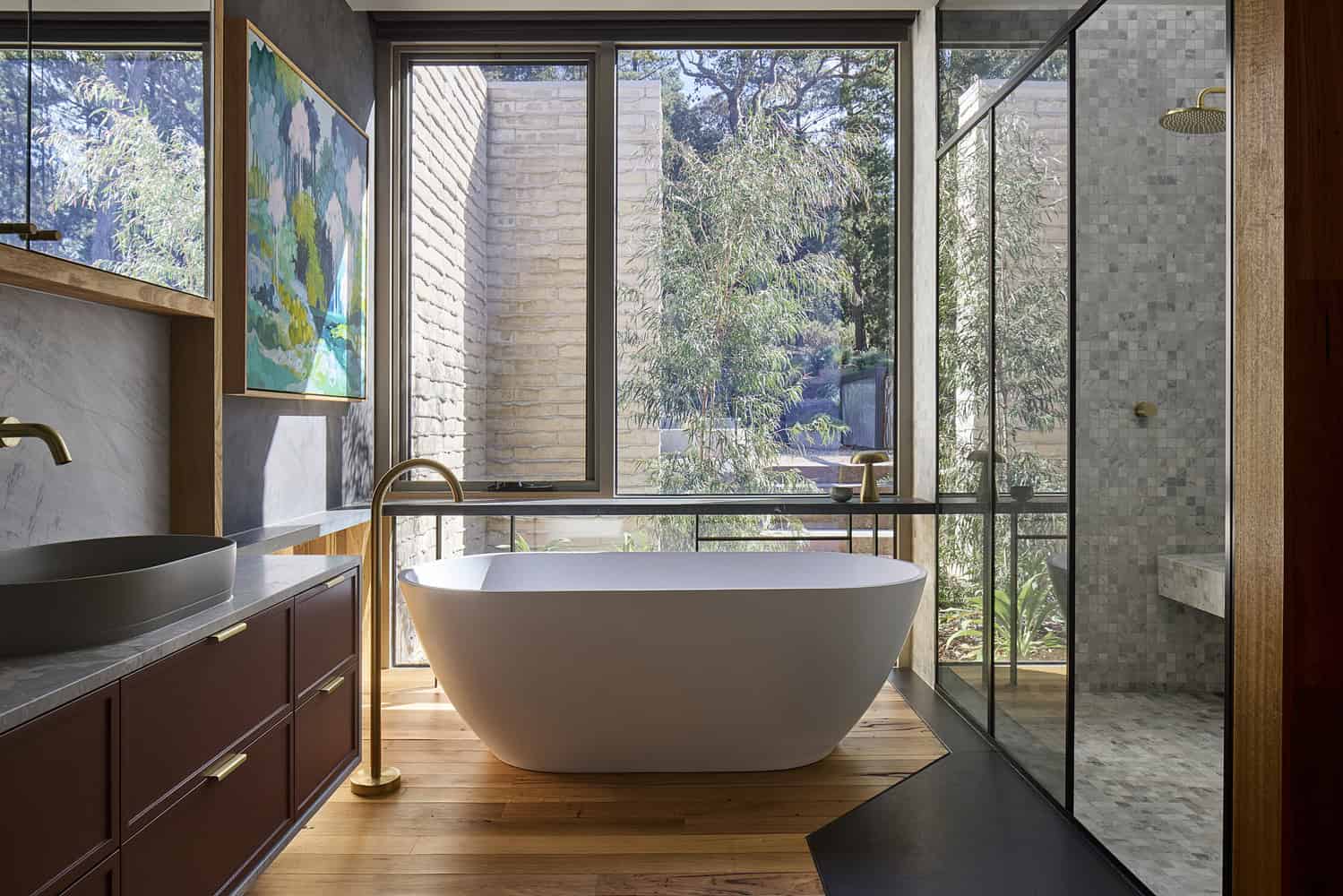 Korinda House Bathroom with Freestanding Tub by Bent Architecture Korinda House by Bent Architecture — bathroom with freestanding tub, Plenty, Victoria