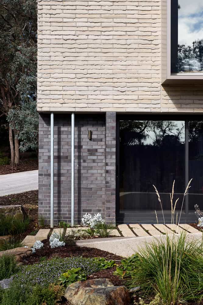 Korinda House Brick Detail Downpipes by Bent Architecture Korinda House by Bent Architecture — brickwork detail with downpipes, Plenty, Victoria