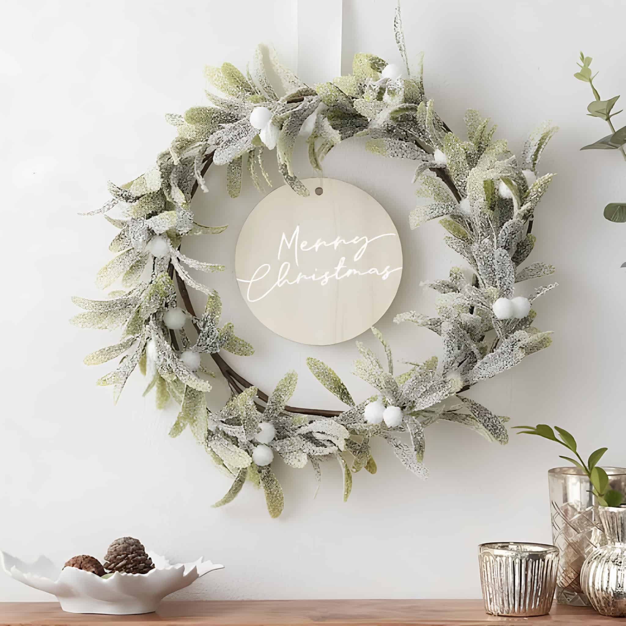 Minimal pine and eucalyptus wreath for Christmas