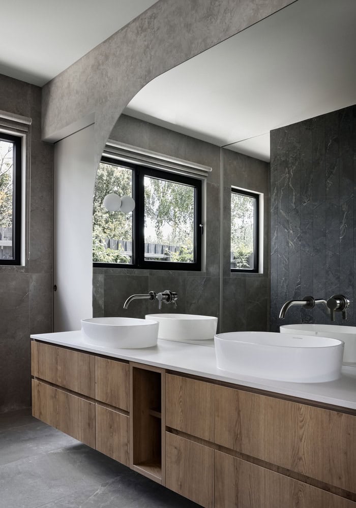 Ripple House Bathroom Double Vanity by Atlas Architects Ripple House by Atlas Architects – bathroom double vanity, Glen Iris, Victoria
