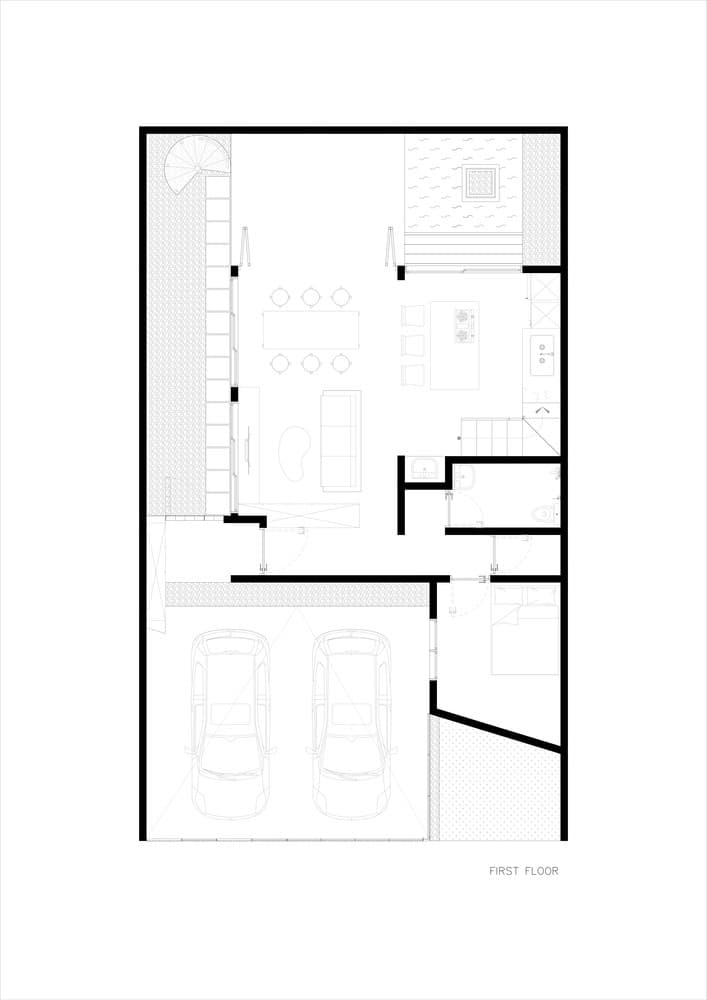 10º House by STUDIE, first floor plan, Jakarta, Indonesia
