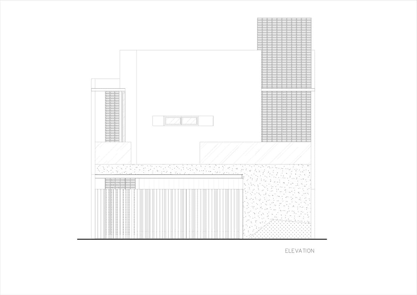10º House by STUDIE, front elevation drawing, Jakarta, Indonesia
