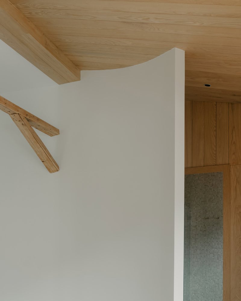 Birdsnest House Curved Wall Ceiling Detail by TIMM Architecture Birdsnest House by TIMM Architecture, curved wall and timber ceiling detail in Tbilisi, Georgia