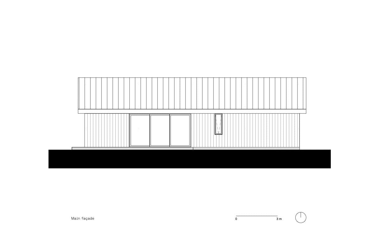 Modern residential architecture elevation drawing with clean lines and minimalist design.
