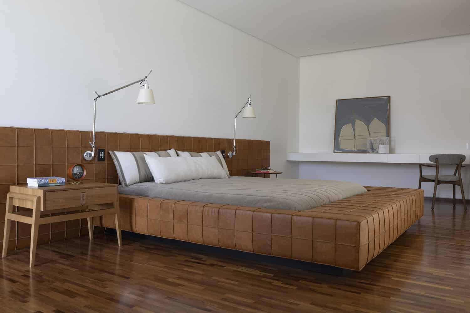Wide view of the master bedroom at FE House by N2B Arquitetura