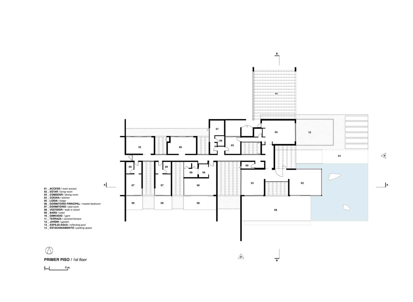 House La Primavera by Nicolas Vicente – first floor plan, Chile