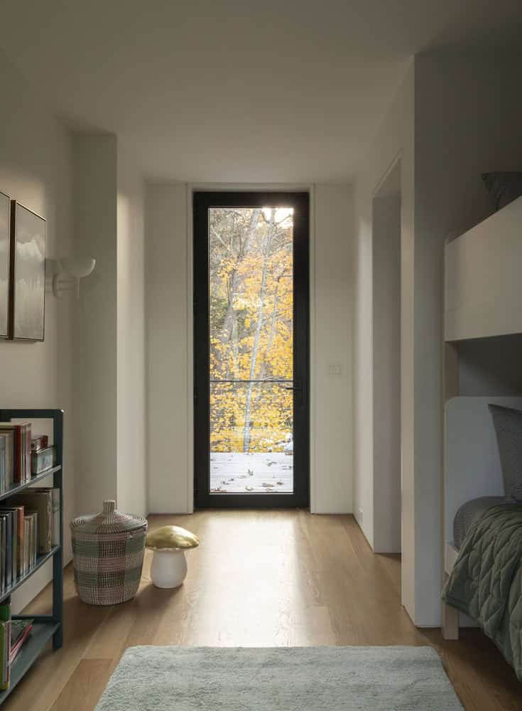 House in the Woods kids bedroom with forest view in Connecticut by Tom Lontine Architect