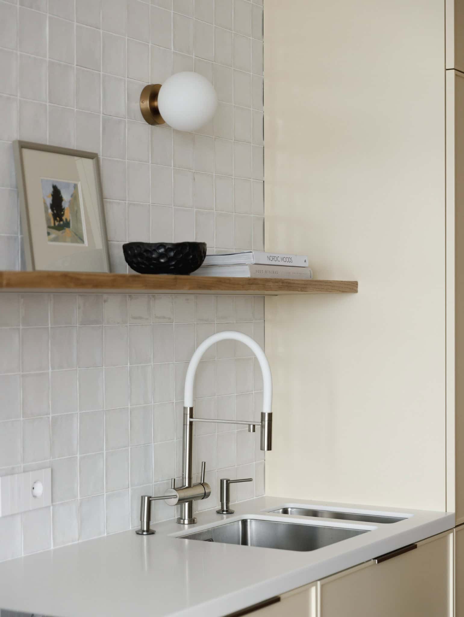 Minimal kitchen sink detail in Lesoparkovy Apartment by STARIKOVA.ARCHITECTS in Chelyabinsk, Russia