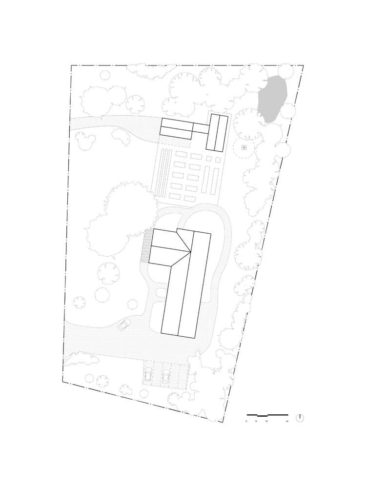 Site plan of Maison Melba by Atelier L’Abri in Frelighsburg, Quebec, Canada