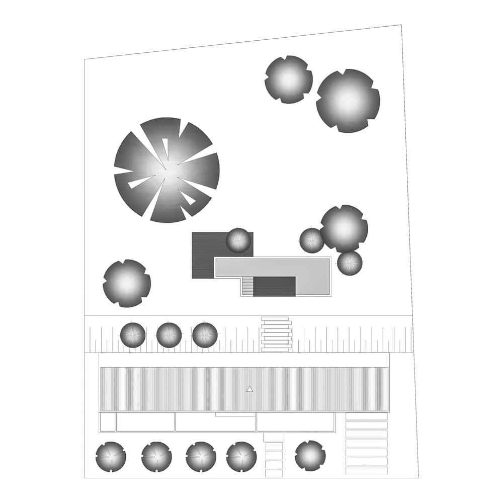 MCZ House Site Plan by NIU Arquitetura e Construção MCZ House by NIU Arquitetura e Construção — site plan with landscape and access, Cristais Paulista, São Paulo, Brazil
