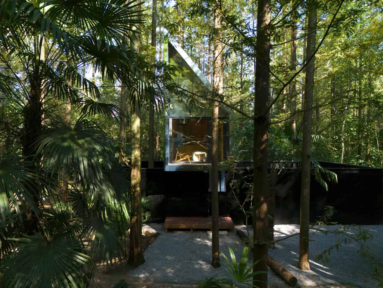 Merryda Wiki World-Secret Camp End Elevation Glazed Forest Retreat by Wiki World + Advanced Architecture Lab End elevation of glazed forest retreat at Merryda Wiki World-Secret Camp in China