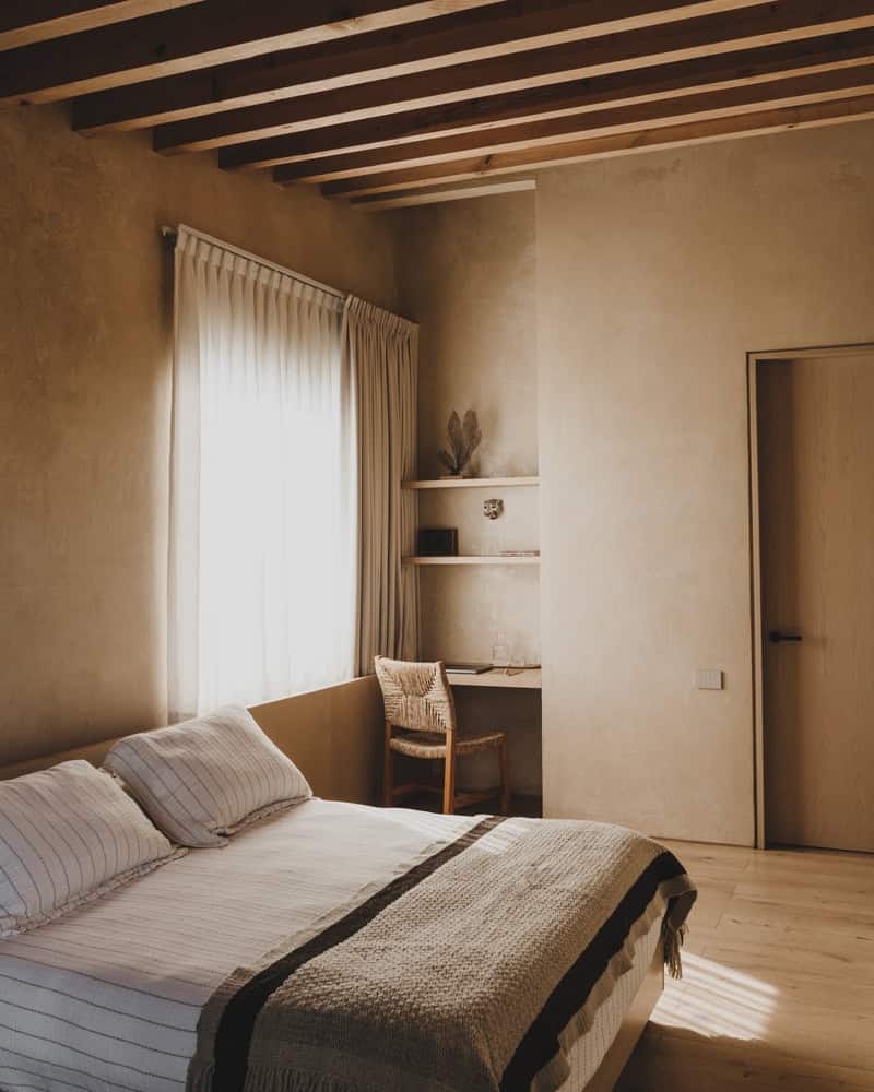 Ocote House by PPAA, bedroom with desk nook, Mexico