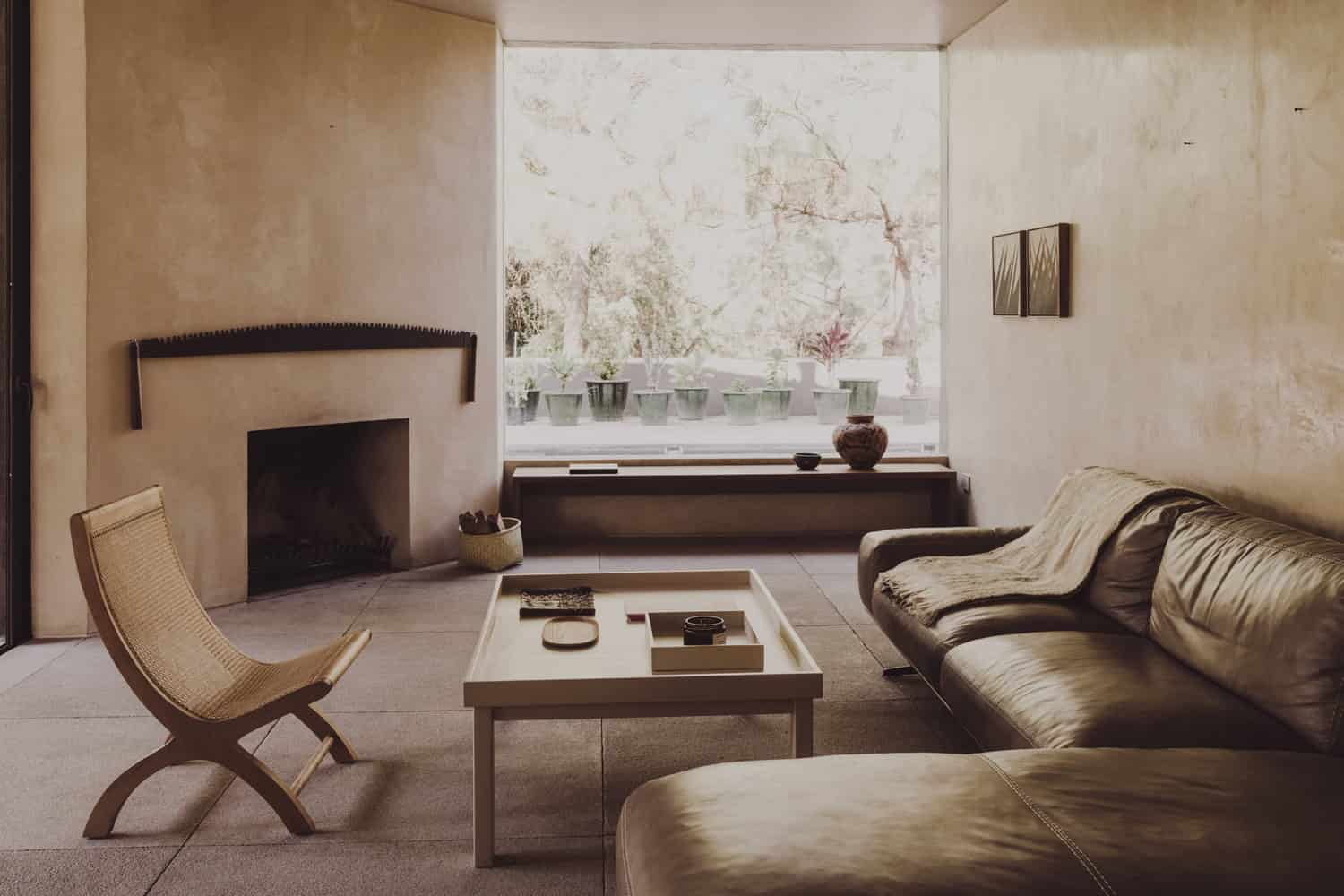 Ocote House by PPAA, living room panorama with large window, Mexico