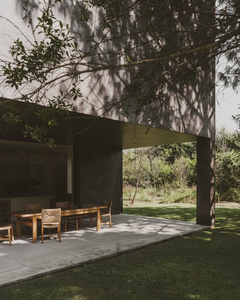 Ocote House by PPAA, terrace dining with garden view, Mexico