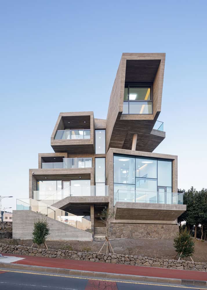 Pacific Residence by Moon Hoon seafront cantilevered facade in Seogwipo