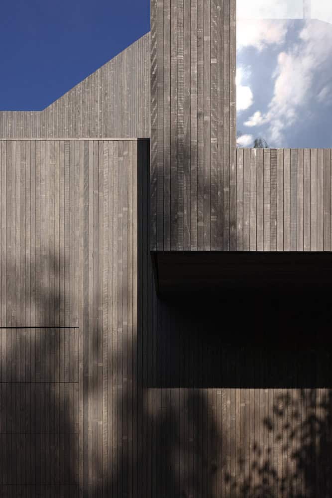 Re-folded House by McLeod Bovell Modern Houses, façade detail with wood cladding, Vancouver