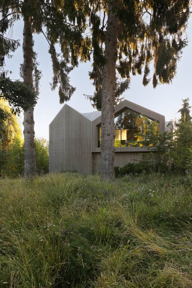 Re-folded House by McLeod Bovell Modern Houses, forest view elevation, Vancouver