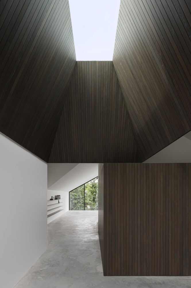 Re-folded House by McLeod Bovell Modern Houses, timber roof lantern above hallway, Vancouver