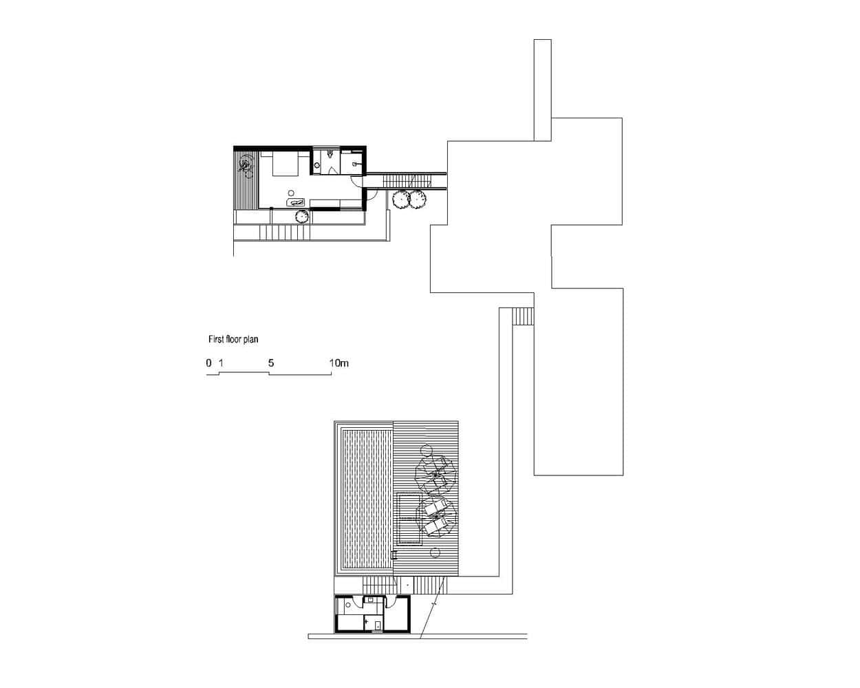 First floor plan of Tam Dao Retreat House by Idee architects in Tam Dao, Vietnam