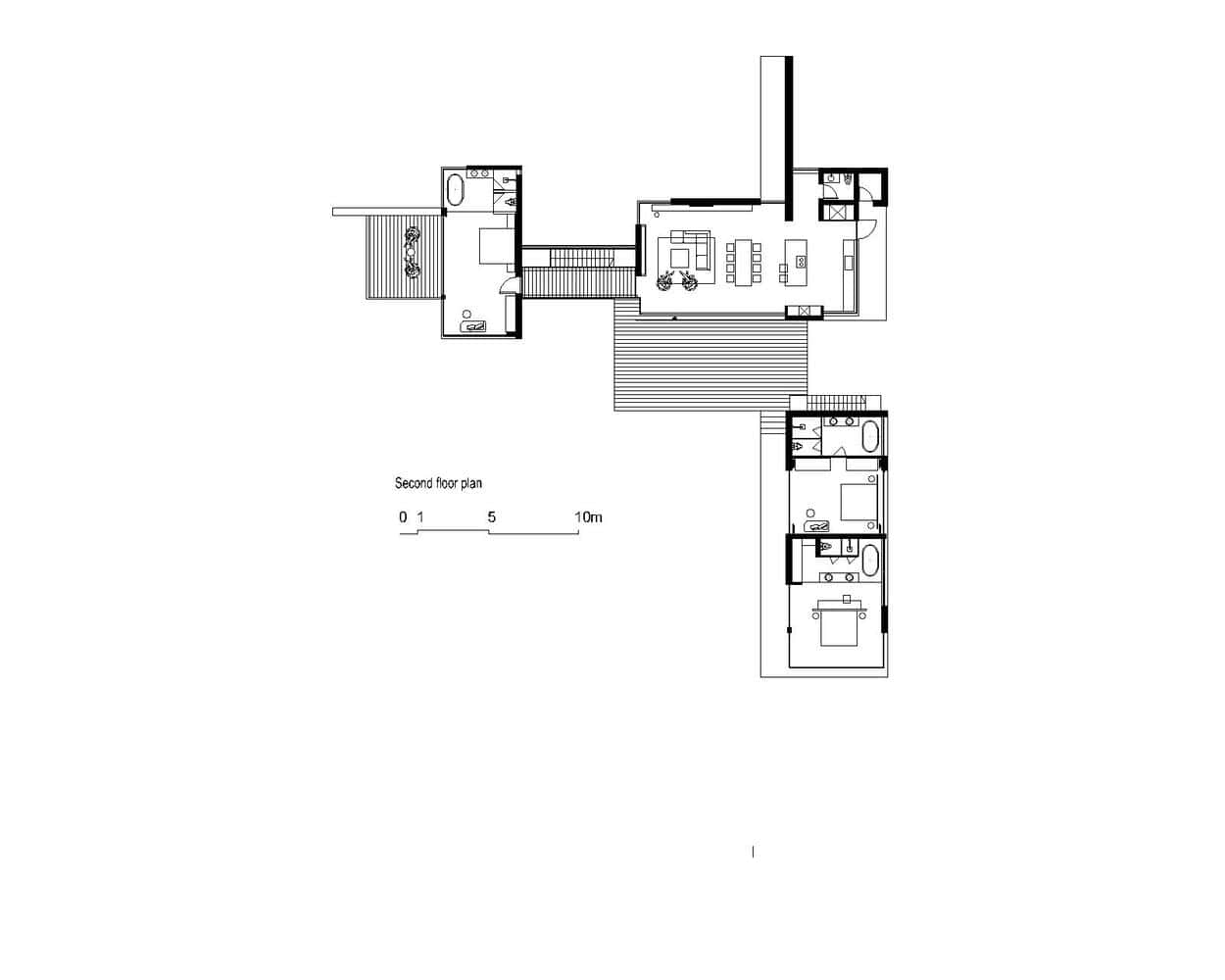 Second floor plan of Tam Dao Retreat House by Idee architects in Tam Dao, Vietnam