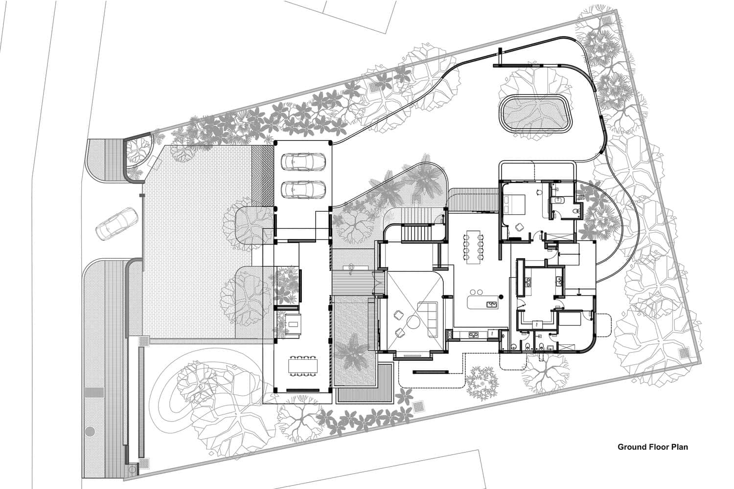 Ground floor plan of Wat Bo House by UAD Architects in Cambodia