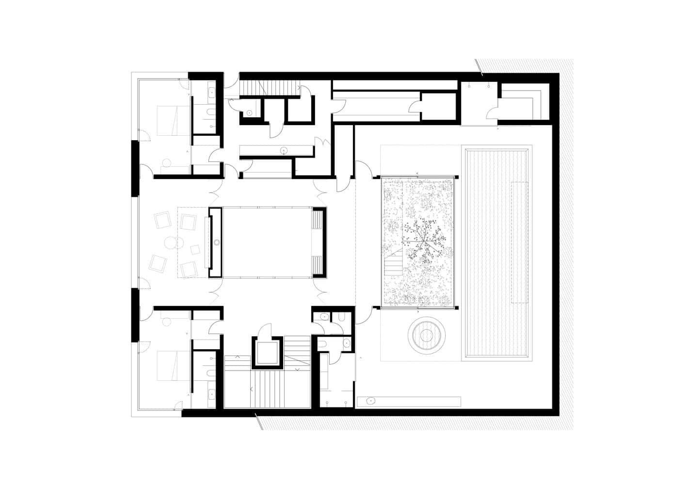 Level 1 floor plan of Villa Vista by Znameni Ctyr Architekti in Prague