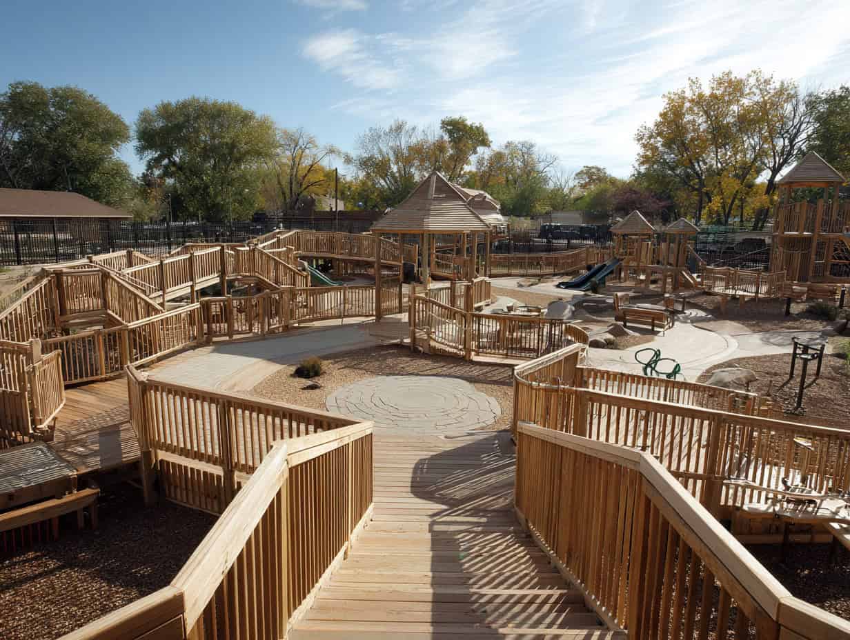 Accessible wooden ramp playground with inclusive design